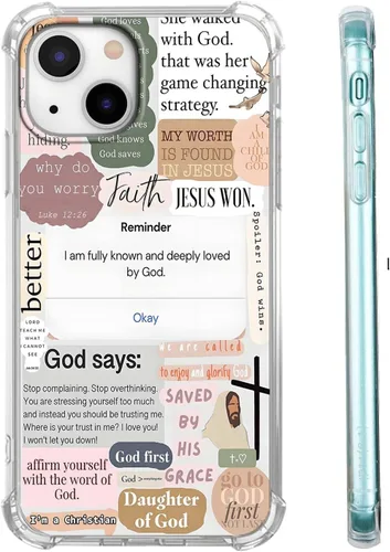 Miniatura 62 de Funda para Celular con Versículos de la Biblia, Colocación de Citas Cristianas de Jesús, Diseño Collage, Funda Protectora Suave de TPU de Moda