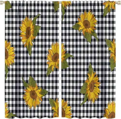 Miniatura 74 de Cortinas opacas con diseño de girasoles para ventana, puesta de sol sobre girasol, para dormitorio, sala de estar, cocina, decoración del hogar, 42