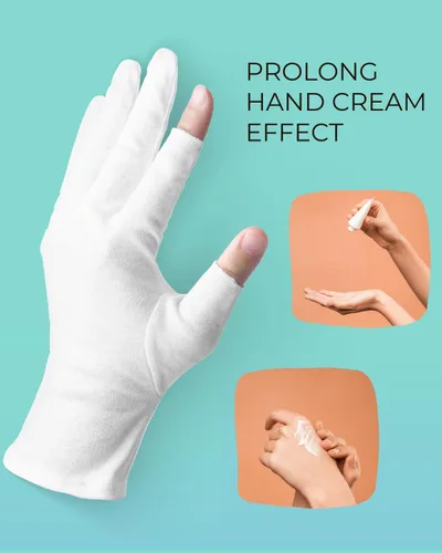 Miniatura 3 de ANSMIO 2 pares de guantes de algodón para pantalla táctil, guantes blancos para manos secas, guantes de algodón para dormir, guantes de noche