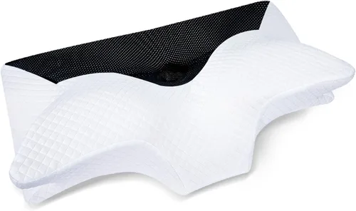 HOMCA Almohada cervical de espuma viscoelástica – Almohada de espuma viscoelástica de contorno para aliviar el dolor de cuello, almohada ortopédica