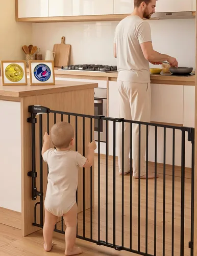 Miniatura 13 de Babelio Puerta de bebé extraíble y sin barra inferior, 29-43 pulgadas, 36 pulgadas de alto (requiere taladro), puerta de seguridad de cierre Negro