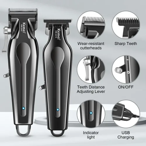 Miniatura 5 de KEMEI Juego de cortapelos profesional para hombres, cortaúñas para cortar el cabello, kit de cortapelos recargable inalámbrica, cortadora de pelo
