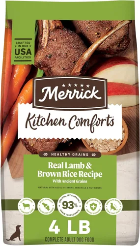 Merrick - Alimento seco para perros con vitaminas y minerales añadidos para todas las razas, 4 libras, cordero