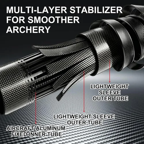 Miniatura 5 de Estabilizador de arco de 6 ″/8 ″ - Barra de equilibrio de arco de fibra de carbono con sistema de amortiguación para arco compuesto/recurvo Equipo 8