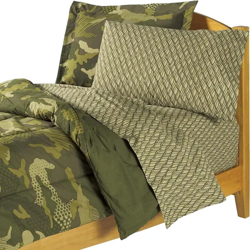 Miniatura 4 de everydayhomeoutlet Dream Factory - Juego de edredón para niños, diseño de camuflaje verde militar, multicolor, tamaño individual