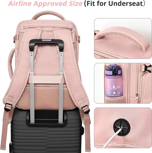 Miniatura 36 de Mochila de Viaje Snoffic para Mujer, Negro, 17 pulg.