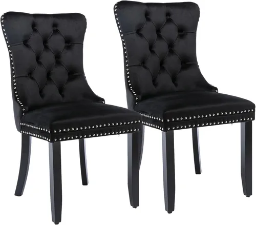 Miniatura 67 de Silla de comedor copetuda moderna de terciopelo para comedor, sillas de comedor tapizadas con remache de clavo, anillo trasero para cocina, comedor