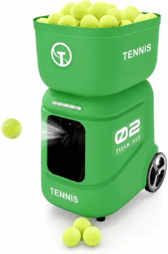 Titan ACE - Máquina de pelotas de tenis para entrenadores y jugadores móviles | Capacidad de pelota de 150, diseño ligero de 39 libras con tolva