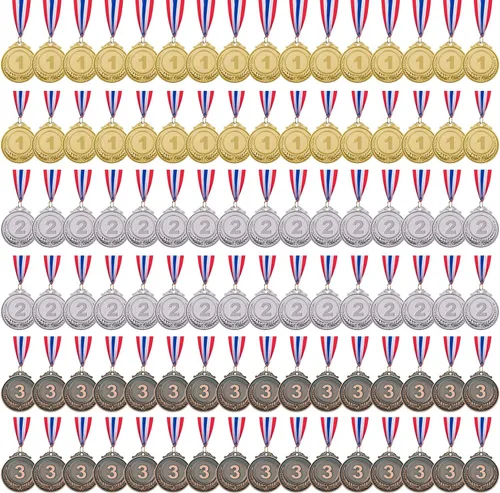 Miniatura 9 de 12/24/48/96 Piezas Medallas de Premio Oro, Plata y Bronce, Medallas de Campeón Estilo Olímpico Oro, Plata y Bronce Premios para Deportes, Oro Plata