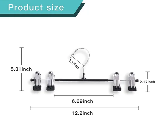 Miniatura 6 de Perchas para pantalones con clips, paquete de 10 perchas ajustables para falda para mujer, perchas antideslizantes para pantalones de mezclilla