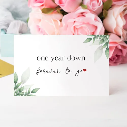Miniatura 7 de Qiliji Tarjeta Romántica de 1er Aniversario, Tarjeta de Feliz 1er Aniversario para Él Ella, Tarjeta de Aniversario de Boda de Primer Año, 1 Año