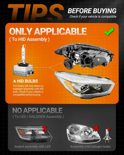 Miniatura 5 de SEALIGHT Bombilla HID D1S, 6000K blanco frío 400% brillo, 35 W xenón HID repuesto 66144 66140 85140 85415 (85415C1), bombillas antiniebla Plug and