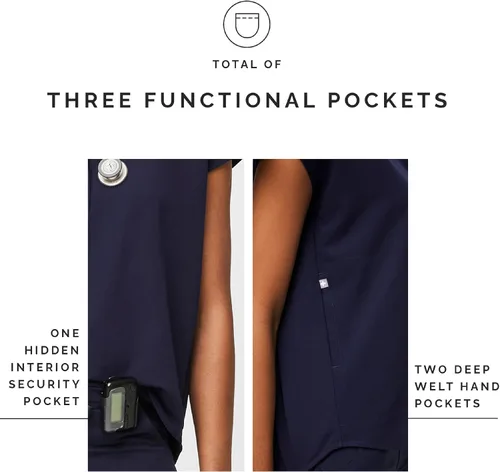 Miniatura 5 de Figs - Uniforme médico de mujer Rafaela, de dos bolsillos, cuello mandarín, ajuste holgado con elásticos suaves.