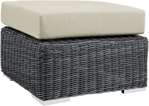 Miniatura 7 de Modway Summon - Otomana cuadrada de mimbre para patio al aire libre, color gris