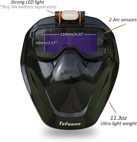 Miniatura 2 de Tefuawe Gafas de Soldadura de Oscurecimiento Automático, Tecnología de Color Real, Lente LCD Digital, Casco de Soldadura con Cubierta para Cuello