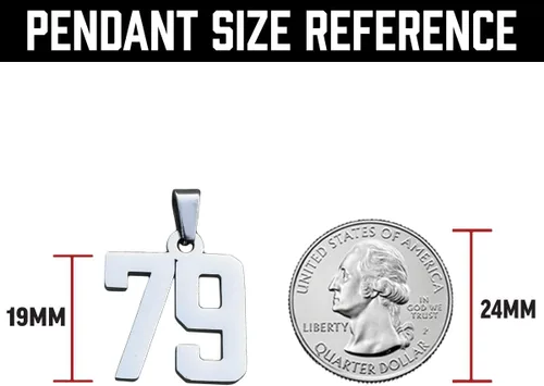Miniatura 8 de Elite Athletic Gear 00-99 Colgante de número personalizado con collar de cadena - acero inoxidable