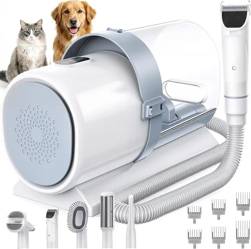 Miniatura 10 de NEWBULIG - Secador de pelo para perros, 1550 W, alta velocidad, con calentador para aseo, soplador de perro ajustable con 4 boquillas, color gris