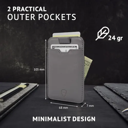 Miniatura 28 de Vaultskin CHELSEA - Cartera de piel delgada con bloqueo RFID para hombre, tarjetero minimalista con bolsillo frontal