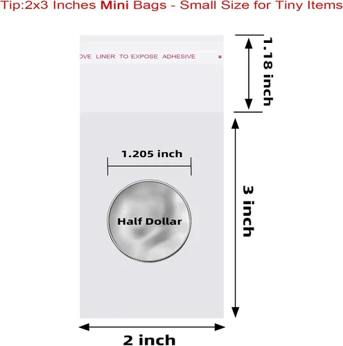 Miniatura 2 de Bolsas de celofán autosellantes autoadhesivas, bolsas de celofán resellables transparentes de 2 x 3 pulgadas, 200 unidades (tamaño mini)