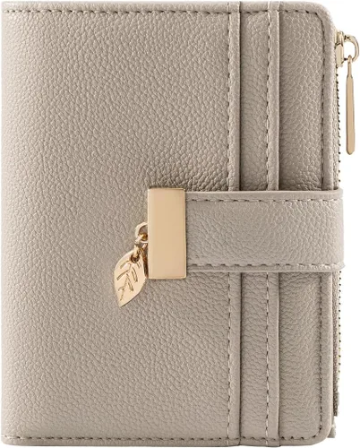 Miniatura 20 de Billetera pequeña para mujer, plegable, de piel suave, tarjetero con ventana de identificación, con cremallera, bolsillo para monedas, carteras