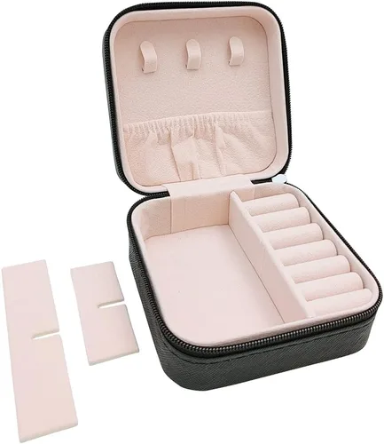 Miniatura 2 de Mini estuche de viaje para joyas, pequeña caja organizadora de joyas portátil, caja de almacenamiento portátil para anillos, aretes, collares