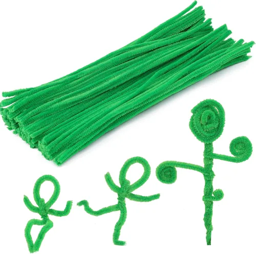 100 Piezas Limpiadores de Pipa Tallo de Chenilla, Juego de Limpiadores de Pipa Verde Fruta para Manualidades DIY Artes Decoraciones, Tallos de