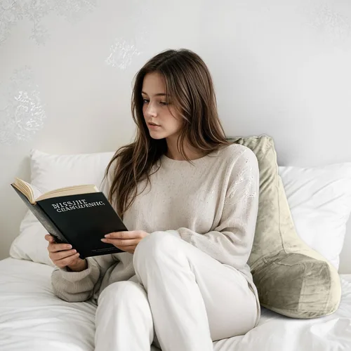 Miniatura 6 de OAISZ - Almohada de lectura para sentarse en la cama para adultos, almohada de lectura con espuma viscoelástica triturada, almohada de cama