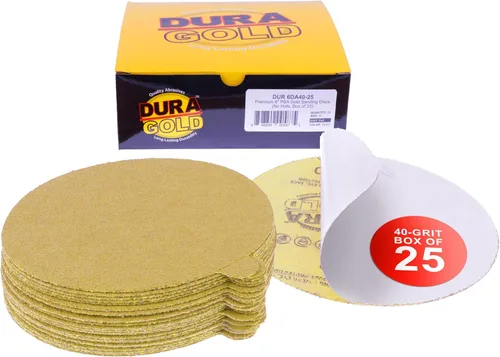 Miniatura 16 de Dura-Gold Discos de lija PSA dorados de 6 pulgadas de alta calidad, grano 400, caja de 50 unidades, papel de lija autoadhesivo para lijadora DA