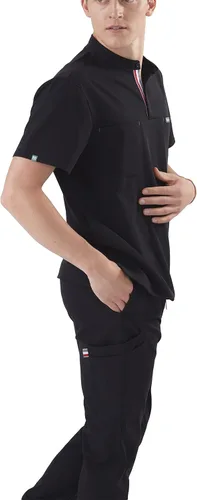 Miniatura 5 de Mediclo Camisa médica para hombre Skye Banded Collar Camisa con bolsillos en el pecho Eco Friendly Sustainable FYSEL Tela Workwear