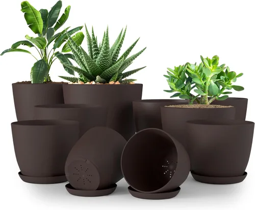 Miniatura 13 de Utopia Home - Macetas de Interior con Drenaje - Macetas de Flores de 7/6.6/6/5.3/4.8 Pulgadas para Plantas de Interior - Juego de 5 Macetas
