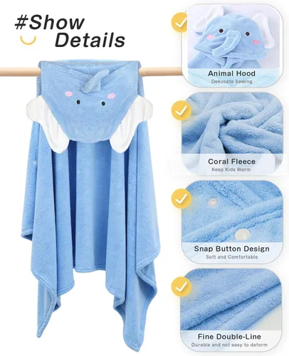 Miniatura 3 de ROMASA Toalla de Baño para Bebé con Capucha Ultra Suave y Absorbente Albornoz para Niños Pequeños Manta para Recién Nacidos Regalos de Baby Shower