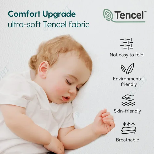 Miniatura 2 de Babelio Colchón para cuna, colchón para cama infantil, colchón de espuma viscoelástica, doble cara con funda Tencel y forro impermeable