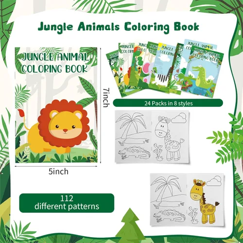 Miniatura 2 de Honoson 24 libros para colorear para niños, libros para colorear de animales a granel, safari, selva, recuerdo de fiesta para niños de 4 a 8 años