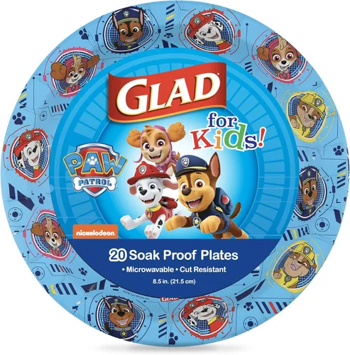 Miniatura 7 de Glad Platos de papel desechables de Paw Patrol para niños, platos infantiles resistentes a prueba de remojo para microondas, para fiestas