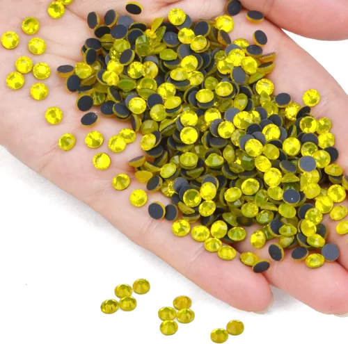 4500 unidades de diamantes de imitación de cristal de fijación en caliente con parte trasera plana HotFix gemas de cristal redondas de 0.079 Citrino
