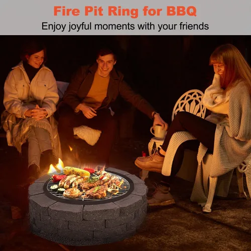 Miniatura 5 de Koutemie Revestimiento de anillo para hoguera para exteriores de 35 pulgadas de diámetro exterior/31 pulgadas de diámetro interior, inserto de borde