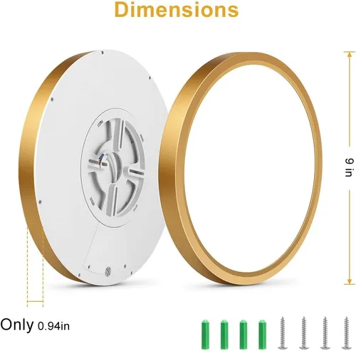 Miniatura 6 de Lámpara de techo LED empotrada de 9 pulgadas, 18 W (equivalente a 180 W), 1800 LM, luz blanca diurna de 5000 K, IP40, luces de techo LED modernas