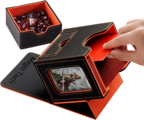 Miniatura 7 de Mage Tech Caja de cartas para MTG Commander, diseño patentado, pantalla Commander, se adapta a 100 tarjetas de doble manga, ladrillo de tarjetas