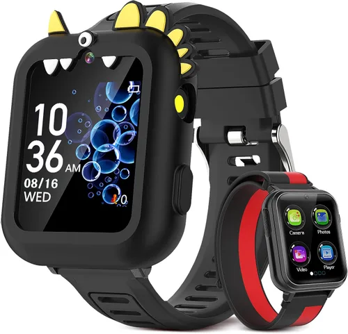 Miniatura 9 de Reloj Inteligente para Niñas Regalo de 3-12 Años con 39 Juegos Despertador Cámara Video Reproductor de Música Podómetro Linterna 12/24 hr Pantalla