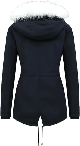 Miniatura 3 de luwita Women's Winter Jackets Coats Thick Lined Warm Overcoat Long Sleeve Hooded Puffer Down Zip Up Button Overcoat