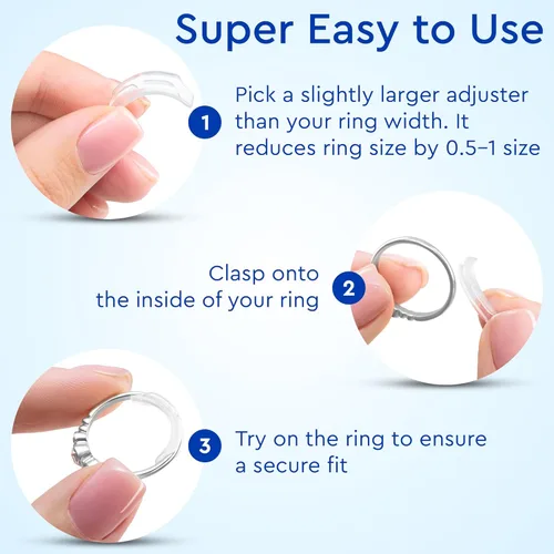 Miniatura 4 de Ajustador de tamaño de anillo para anillos sueltos - Se ajusta a bandas planas de hasta 8 mm, paquete de 8 protectores de enganche fácil