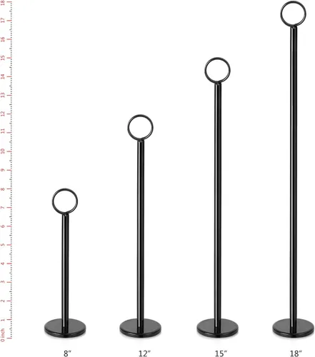 Miniatura 3 de New Star Foodservice 27730 - Soporte para números de mesa con clip de anillo, soporte de números, 18 pulgadas, juego de 12, acabado negro