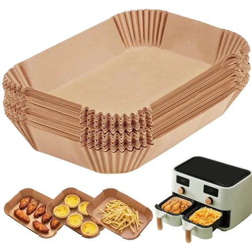 Miniatura 10 de Paquete de 400 forros para freidora de aire de 7.5 pulgadas, hojas de papel pergamino para cesta de freidora de aire, antiadherentes, desechables