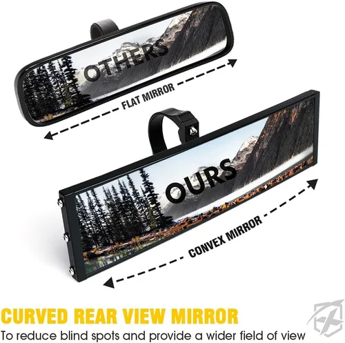 Miniatura 6 de Xprite 9" Espejo retrovisor central UTV con luces interiores y interruptor basculante, espejos retrovisores de aluminio se ajusta a 1.75"-2