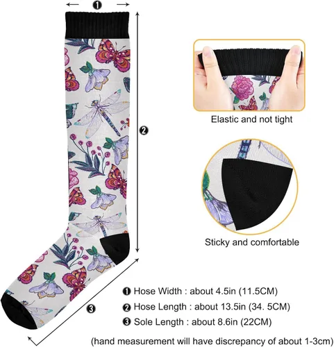 Miniatura 3 de KOPIRIT Calcetines de compresión bordados de flores de peonía para mujeres y hombres, calcetines largos ligeros de compresión suaves para correr