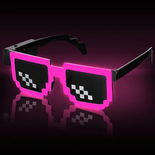 YouRfocus Gafas de sol inalámbricas con luz LED, para fiestas que brillan en la oscuridad, gafas de neón para fiestas rave, EDM, Halloween (rosa)