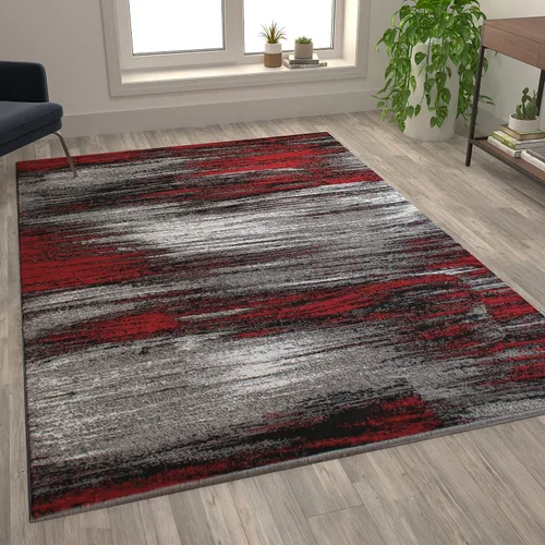 Miniatura 32 de Flash Furniture Rylan Collection - Alfombra contemporánea de olefinas azules, de pelo alto, 2 x 10 pies, respaldo de yute, pasillo, entrada