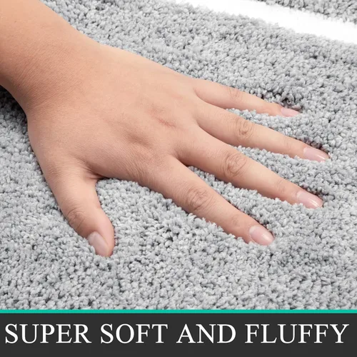 Miniatura 2 de Pauwer Juego de alfombras de baño de 3 piezas con contorno en forma de U, tapete de baño de microfibra absorbente de felpa antideslizante, lavable a