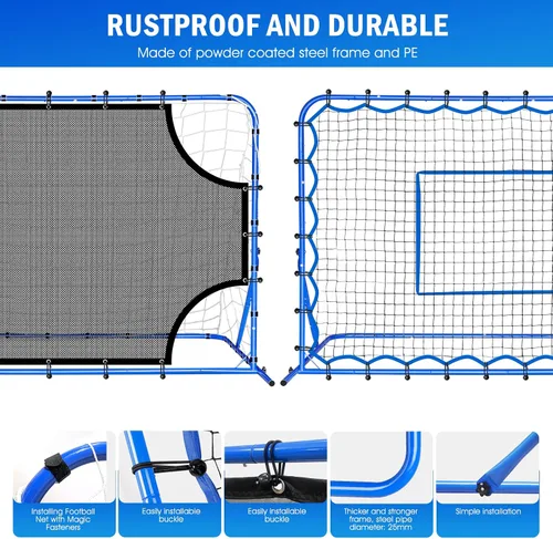 Miniatura 9 de Soccer Baseball Rebounder Net, Soccer Goal Net, Volleyball Softball Rebound Pitchback Net Quick-Switch Angle Training for Control, Passing Practice