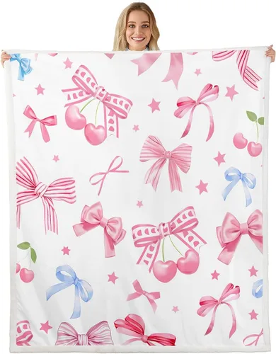 Miniatura 27 de Manfei Manta de vellón con diseño de mariposas florales en acuarela, manta acogedora para cama, sofá, decoración de habitación de niños, niñas